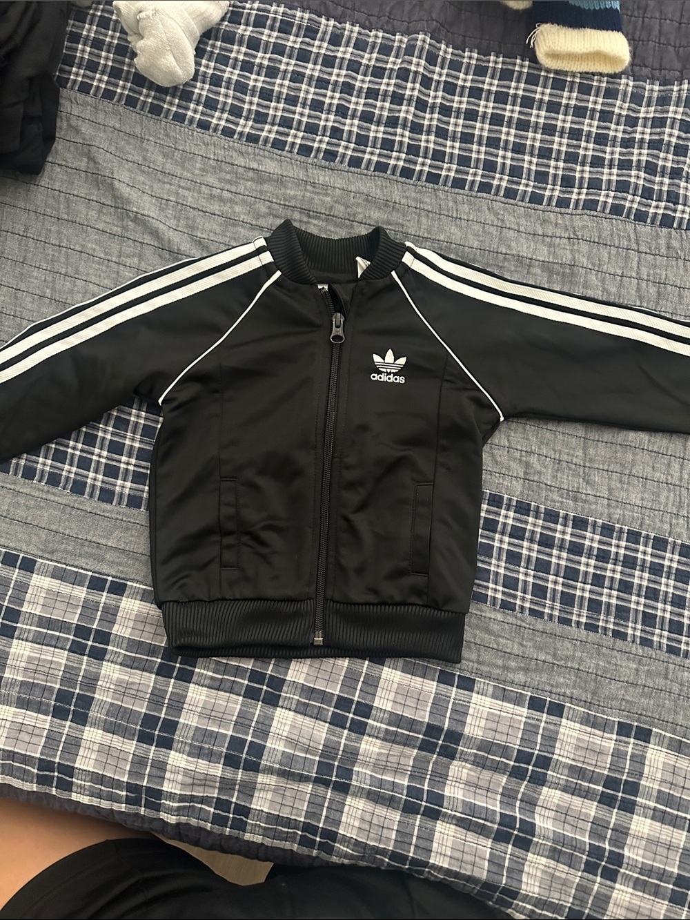 adidas Black Lightweight Track Jacket with White Stripes